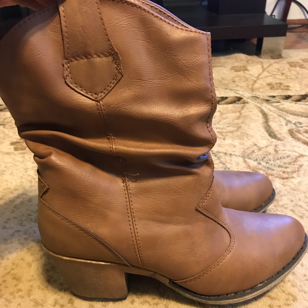Tan 2.5 Inch Heeled Boots